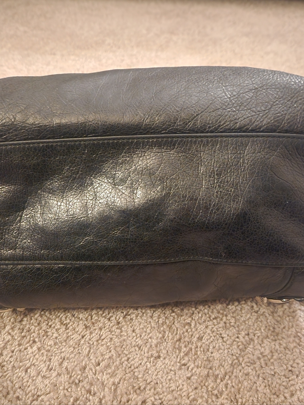 Authentic Balanciaga Classic Black Leather Satchel Handbag - Picture 8 of 9